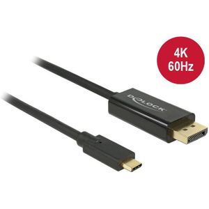 Delock Cable USB Type-C male > DisplayPort male (DP Alt Mode)4K 60 Hz 1m zwart