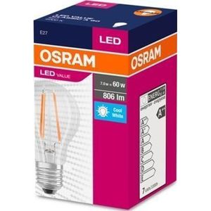 Ledvance lamp OSRAM LED Filament VALUE ClasA 230V 7W 840 E27 noDIM A++ Sklo čiré 806lm 4000K 10000h