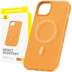 Baseus Magnetic Phone Case voor iPhone 15 ProMax Fauxther Series (oranje)