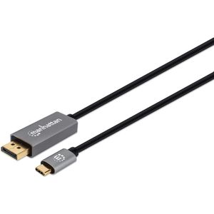 Manhattan 354844 video kabel adapter 2 m USB Type-C DisplayPort Zwart, Zilver