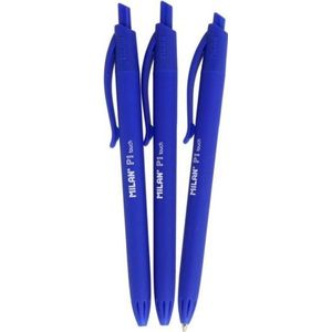 Milan balpen met drukknop P1 Touch 1 mm blauw 3 stuks