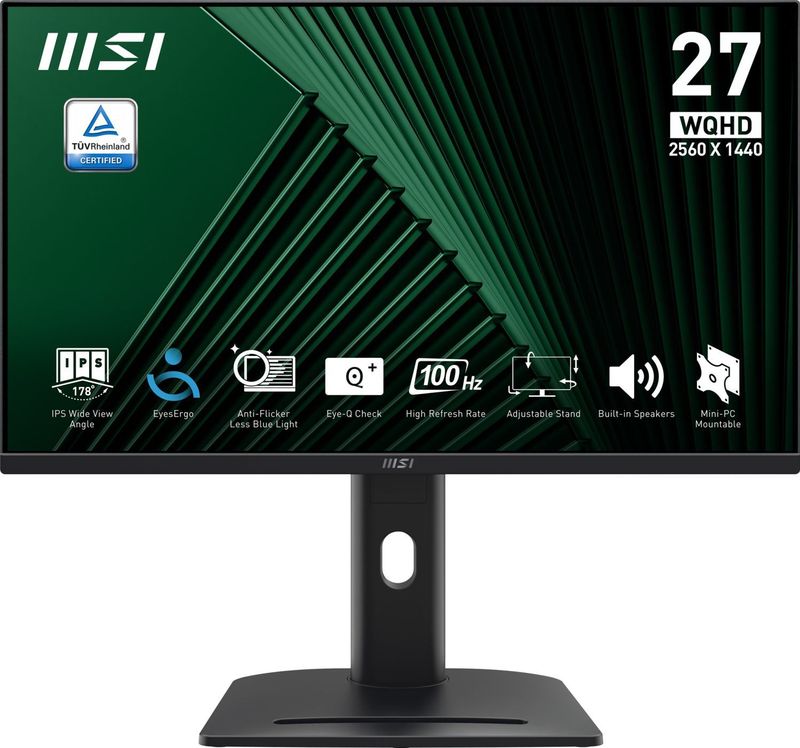 MSI Pro MP275QPG computer monitor 68,6 cm (27 inch) 2560 x 1440 Pixels Wide Quad HD LCD Zwart