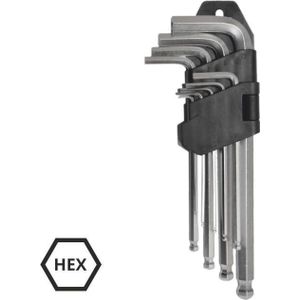 AWTools inbussleutelset hex type L 1,5-10mm met rond 9 stuks (AW40528)