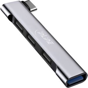 C2G InLine® Slim USB-C Hub, 4-Port, USB 3.0 + 3x USB 2.0, schmale Bauform