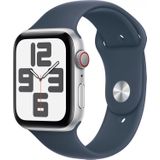 Apple Watch SE GPS + Cellular 44mm zilver Aluminium Case met Storm blauw Sport Band - S/M