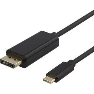 Deltaco Kabel USB USB-C - DisplayPort kabelis 4K UHD, paauksuotos jungtys, 2m, juodas / USBC-DP200-K / R00140015