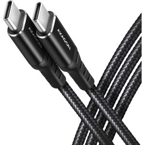 AXAGON BUCM-CM10AB cable USB-C <-> USB-C 2.0, 1m, PD 60W, 3A, ALU, braid, Black