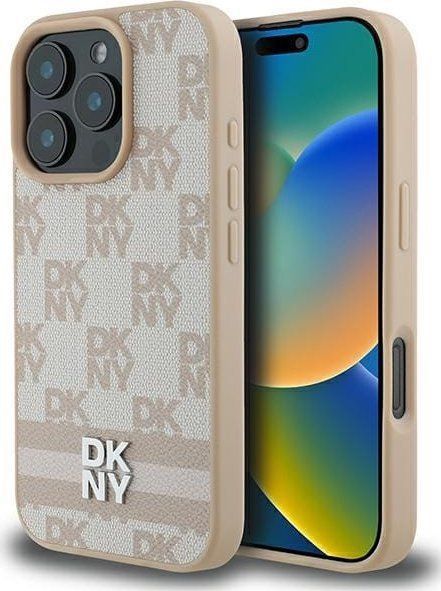 DKNY DKHCP16LPCPTSSP iPhone 16 Pro 6.3 inch roze/roze hardcase Checkered patroon & Printed Stripes