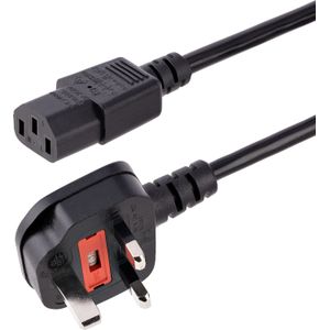 StarTech 3m UK Computer Stroomkabel, 18AWG, BS 1363 naar C13, 10A 250V, Zwart, AC Vervangkabel, Kettle Lead / UK Voedingskabel, PC Power Supply Kabel, TV/Monitor Electriciteitssnoer