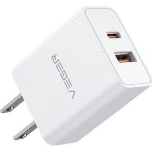 Veger oplader lader netwerk USB A + type C PD QC3.0 3A 30W VLS302U wit