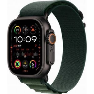 Apple Watch Ultra 2 GPS + Cellular 49 mm zwart Titanium Case met donker groen Alpine Loop - klein