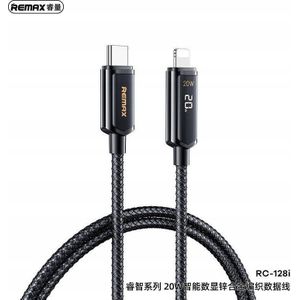 REMAX Kabel USB KABEL DISPLAY REMINE SERIES 20W RC-128i USB-C/LIGHTNING zwart/zwart
