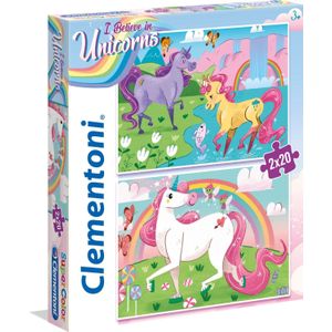Kleurrijke Eenhoorn Puzzel (2x20st) voor Kinderen vanaf 3 jaar