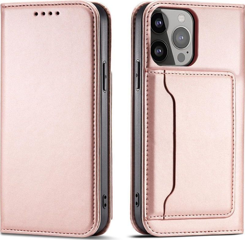 Hurtel Magnet Card Case case case Samsung Galaxy S23+ flip flop cover roze stand portfolio