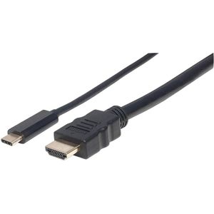 Manhattan 152235 video kabel adapter 1 m USB Type-C HDMI Type A (Standaard) Zwart