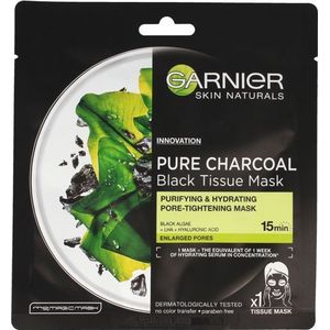 Garnier Skin Naturals Pure Charcoal masker w płacie zwart Tissue - zwart Alga 28g