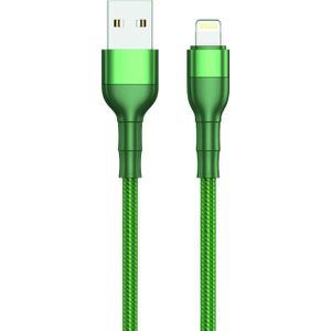 2GO USB Lade-/gegevenskabel Lightning 1m Nylon groen