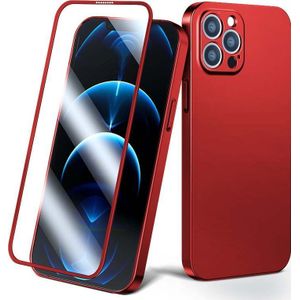 Joyroom 360 Full Case etui hoes voor iPhone 13 Pro Max behuizing na tył en przód + gehard glas rood (JR-BP928 rood)