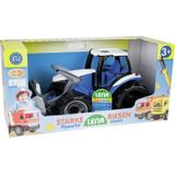 Lena Tractor Met Voorlader Jongens 62 X 32,5 Cm Blauw/Grijs