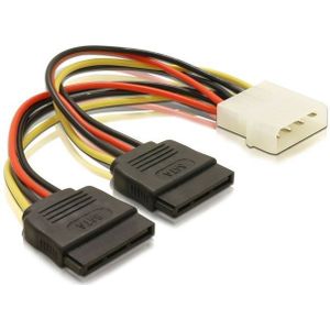 Delock power cable SATA HDD 2x > 4pin male, 16cm