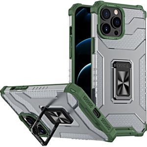 Hurtel Crystal Ring Case pancerne hybrydowe etui hoes + magnetisch houder iPhone 13 Pro Max groen