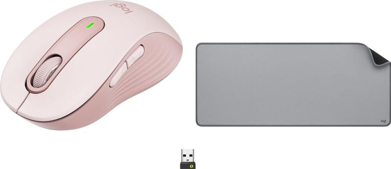 Logitech muis M650 roze (910-006254) + Studio Series - MID grijs (956-000052)