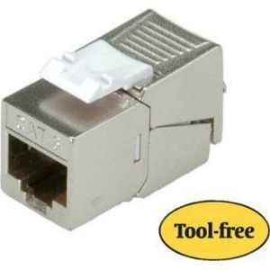 ROLINE Cat.6 (klas E)/Keystone, RJ-45, ekranowany, beznarzędziowy, compact, kleur zilver