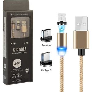 PROLINK Kabel USB USB-A - USB-C + microUSB + Lightning 1 m goud (023342)