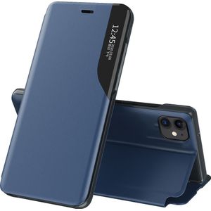 Hurtel Eco Leather View Case elegancki tas etui met klapką en functie podstawki iPhone 13 mini blauw