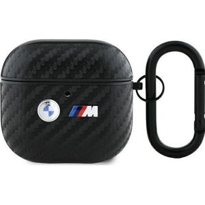 BMW BMA4WMPUCA2 AirPods 4 cover zwart/zwart Carbon Double Metal Logo