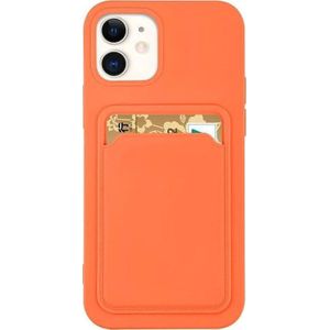 Hurtel Card Case siliconen etui portemonnee met zakje na kaartenę dokumenty voor iPhone 11 Pro oranje