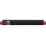 Techly I-CASE STRIP-18C20 energiedistributie 8 AC-uitgang(en) 1U Zwart, Rood