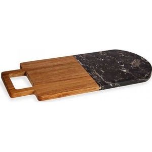 Kinvara plank voor snijden plank voor snijden zwart bruin Drewno akacjowe Marmur (18 x 1,5 x 38 cm)