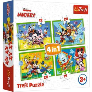 Trefl - Puzzles -  inch4in1 (12, 15, 20, 24) inch - Among the friends / Disney Mickey Mouse Funhouse