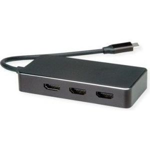 VALUE Adapter USB type C - HDMI Multistream, 3x HDMI, 4K, M/F