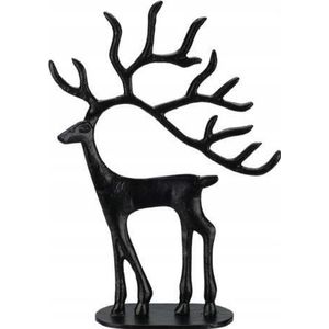 Koopman decoratie kerst figuur kerst aluminium zwart Renifer 31 cm