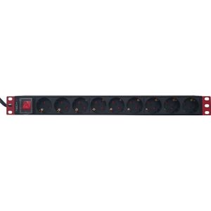 Techly I-CASE STRIP-91UD energiedistributie 9 AC-uitgang(en) 1U Zwart, Rood