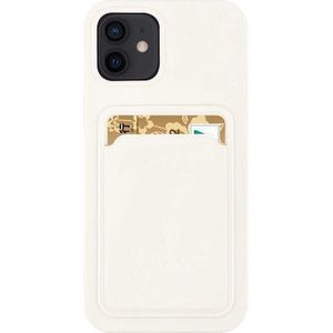 Hurtel Card Case siliconen etui portemonnee met zakje na kaartenę dokumenty voor Xiaomi Redmi 10X 4G / Xiaomi Redmi Note 9 wit