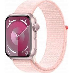 Apple Watch Series 9 GPS 41mm roze Aluminium Case met licht roze Sport Loop