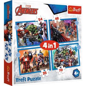 Trefl - Puzzles -  inch4in1 inch - Brave Avengers / Disney Marvel The Avengers