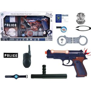 LEANToys groot serie politie pistool met muziek Kajdanki Odznaka
