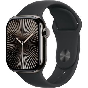 Apple Watch Series 10 GPS + Cellular 42 mm Slate Titanium Case met zwart Sport Band - S/M
