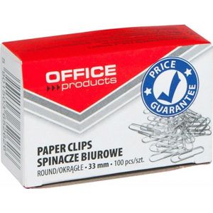Office Products Spinacze okrągłe , 33mm, 100 stuks, srebrne