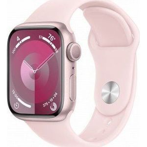 Apple Watch Series 9 GPS 41mm roze Aluminium Case met licht roze Sport Band - S/M
