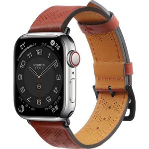 Hurtel Strap Leather leer band Apple Watch SE, 8, 7, 6, 5, 4, 3, 2, 1 (41, 40, 38 mm) band armband rood