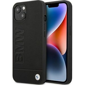 BMW Etui BMHCP14MSLLBK iPhone 14 Plus 6,7 inch zwart/zwart Leather Stamp