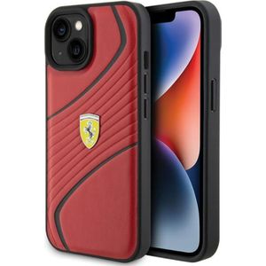 Ferrari Twist Metal Logo voor iPhone 15 (rood)