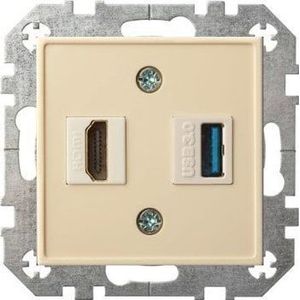 Liregus FLUSH MOUNTING HDMI+USB SOCKET SAND