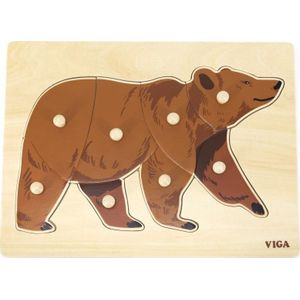 Viga Toys VIGA houten puzzel Montessori teddybeer beer met Pinezkami