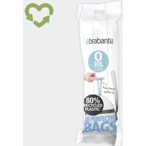 Brabantia Perfectfit Afvalzakken Met Trekbandsluiting Rol Recycled Code O 30L 20St wit Wit